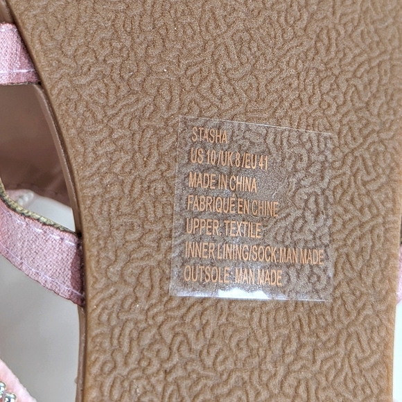 Flawed JustFab Stasha Bohemian Flat Thong Sandals Ankle Strap Pink Silver- sz 10 - Picture 11 of 13